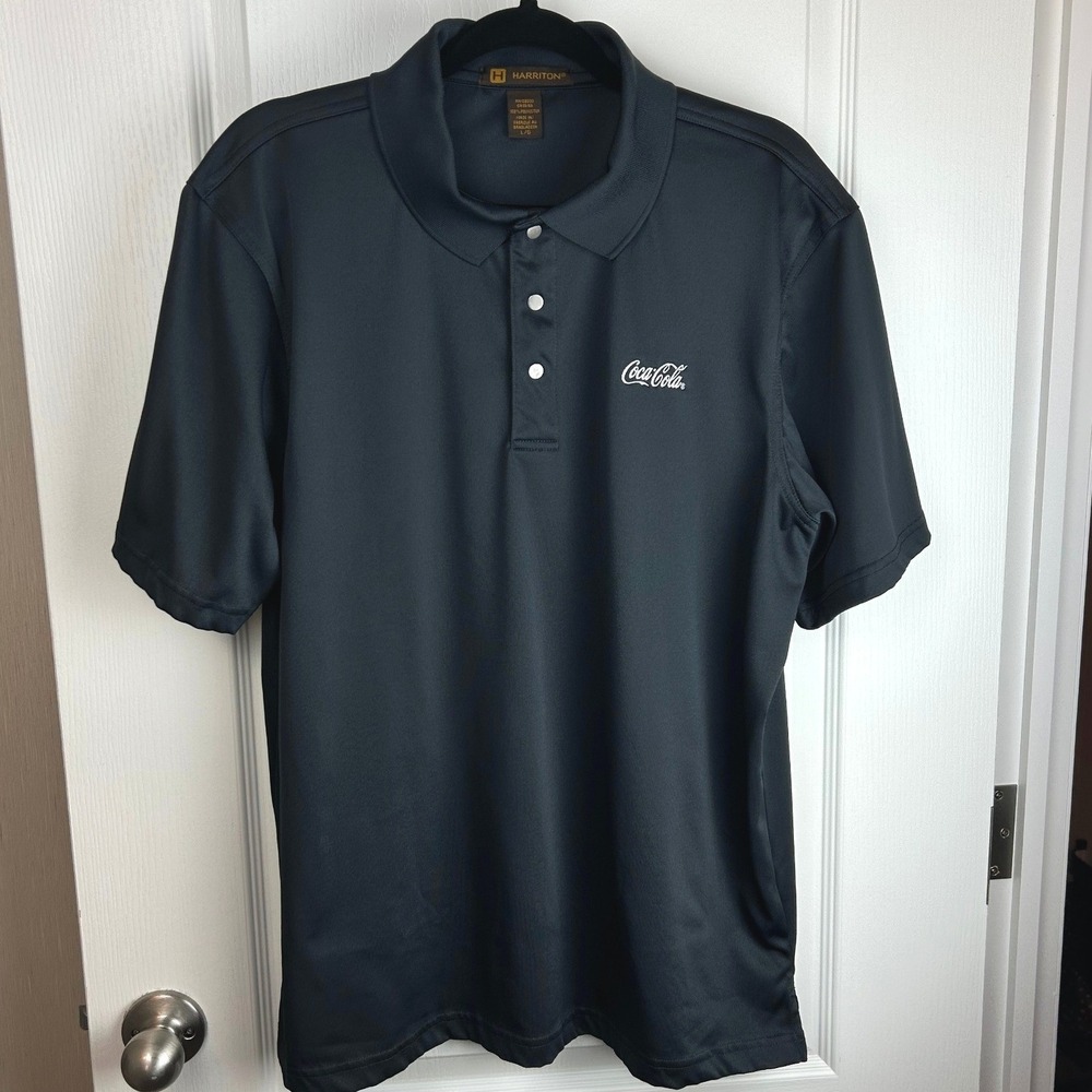 Harriton Mens Coca-Cola Performance Polo Shirt Black M345 L‎